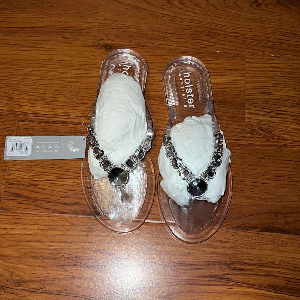 Gorgeous clear jeweled sandals. Size 7